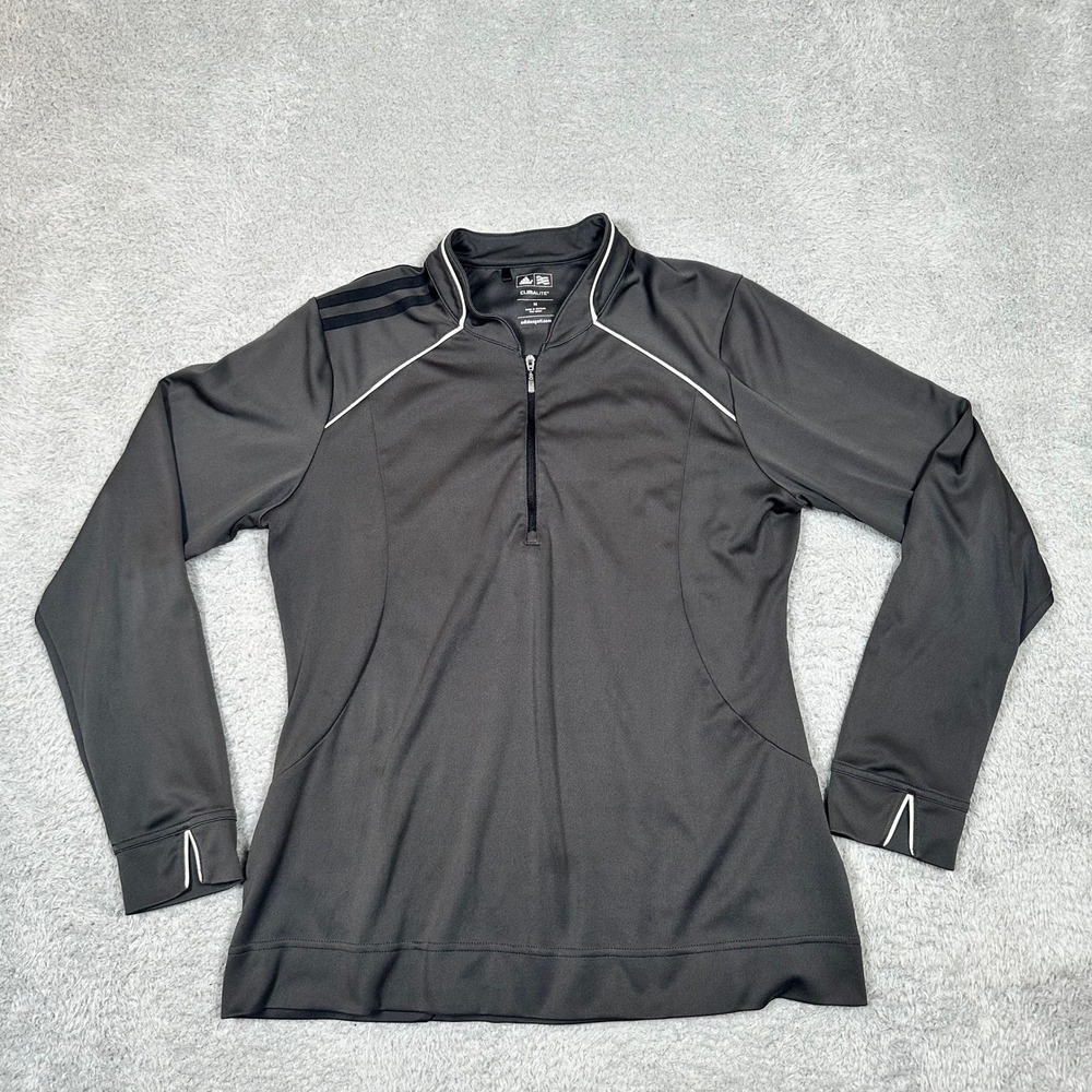 Adidas Golf Womens Climalite Quarter Zip Pullover Gray Mock‎ Neck Medium